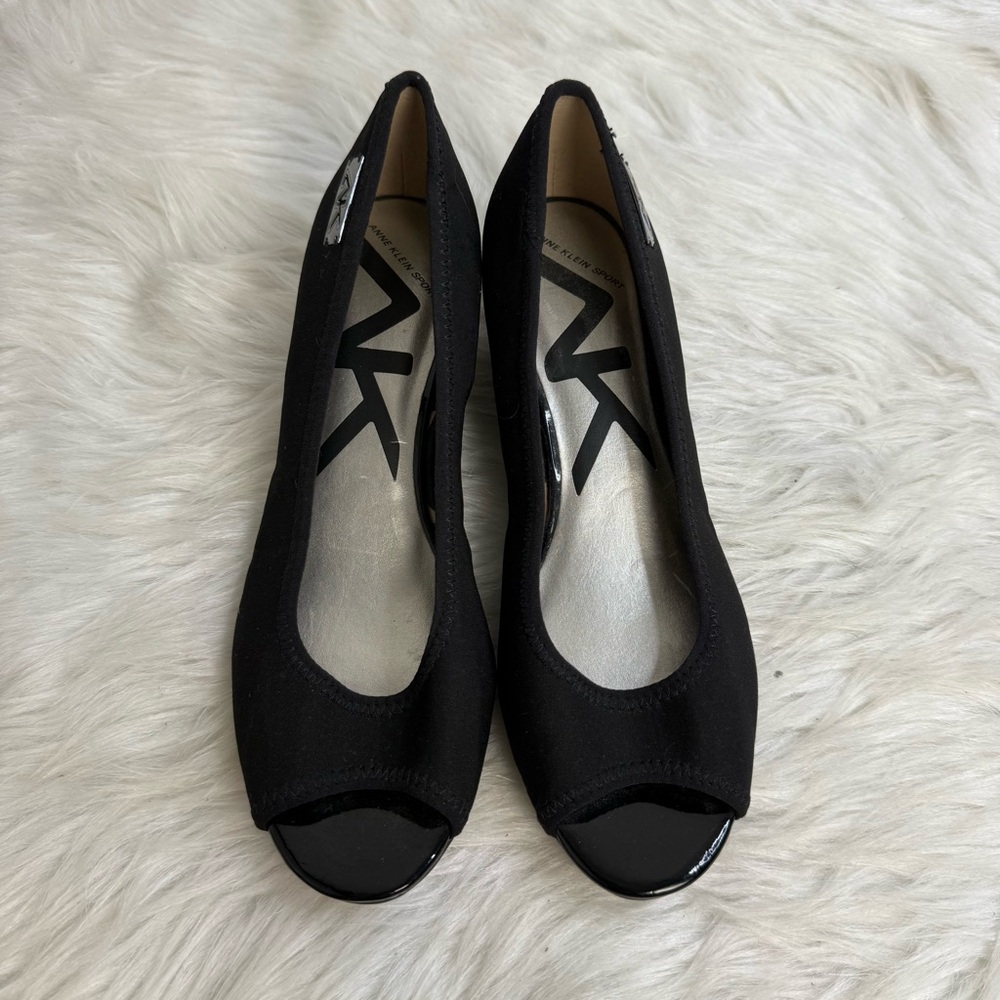 ANNE KLEIN SPORT‎ Peep toe Black Wedges